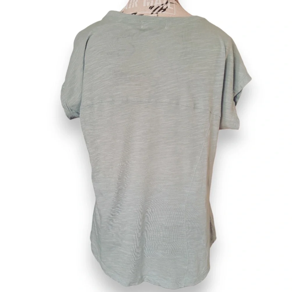 Kenar Sage Green Slub Knit V-Neck T-Shirt Size S - Picture 3 of 5